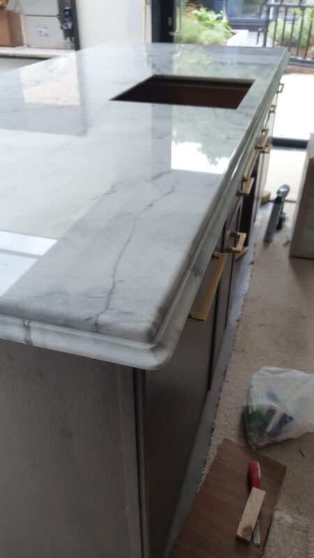 ARCADIA WHITE POLISHED MARBLE KITCHEN WORKTOP ISLAND (1)