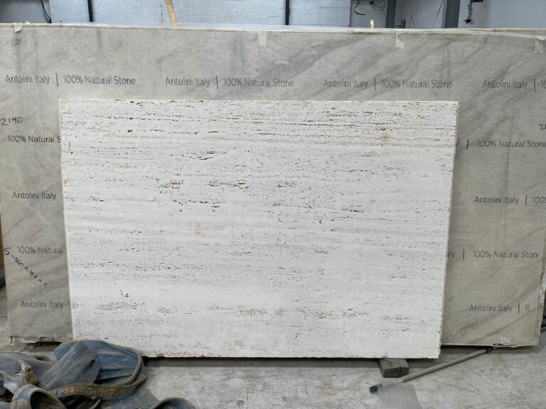 ROMANO BIANCO SANDBLASTED VEIN-CUT TRAVERTINE SLAB