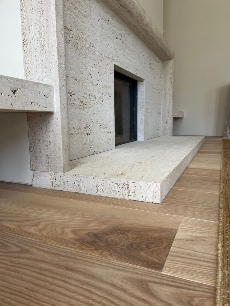 ROMANO BIANCO VC UNFILLED & SANDBLASTED TRANVERTINE FIREPLACE - SLABS & BLOCK STIPS 5